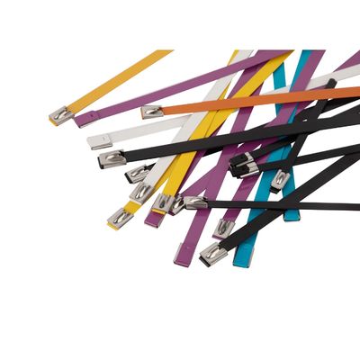 UV Resistant Black 316 Stainless Steel Cable Ties Polyester Coated SS Zip Ties