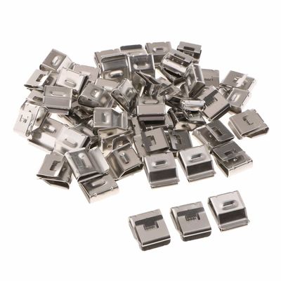 Silver Solar Panel PV System Components Install Cable Clips SS304 2x4mm